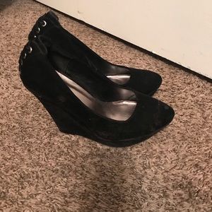 Black Velvet/ Suede Platform Pumps